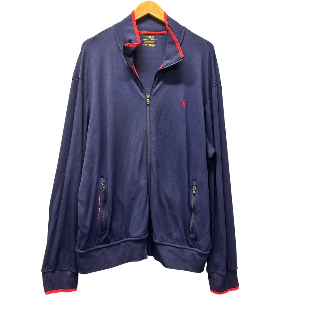 Polo Ralph Lauren Track Jacket Mens XXL 2XL Performance Navy‎ Blue Full Zip